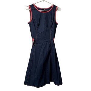 eShakti fit flare sleeveless dress V Blue Size Small/4 Women Preppy Beach Travel